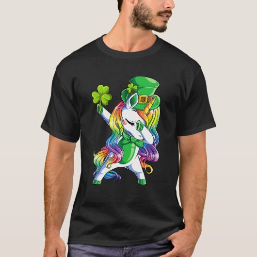 Dabbing Unicorn St Patricks Day Leprechaun Leprico T-shirt (Voorkant)