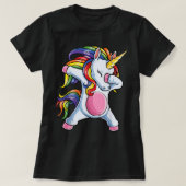 Dabbing Unicorn T Girls Kinder regenboogontsteking T-shirt (Design voorkant)