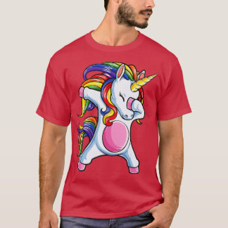 Dabbing Unicorn T Girls Kinder Women Rainbow Unico T-shirt