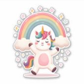 Dabbing Unicorn T Shirt - Funny Dab Dance Rainbow  Sticker (Voorkant)