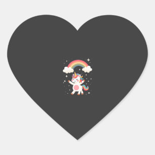 Dabbing Unicorn T-shirt - Grappige Dab-dans Regenb Hart Sticker
