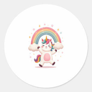 Dabbing Unicorn T-shirt - Grappige Dab-dans Regenb Ronde Sticker