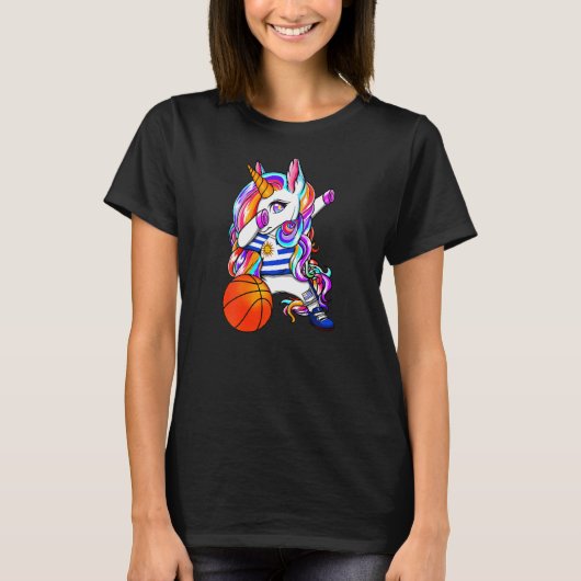 Dabbing Unicorn Uruguay Basketball Fans Jersey Bba T-shirt (Voorkant)