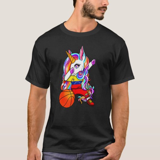 Dabbing Unicorn Venezuela Basketball Fans Jersey B T-shirt (Voorkant)
