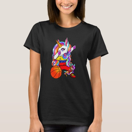 Dabbing Unicorn Venezuela Basketball Fans Jersey B T-shirt (Voorkant)