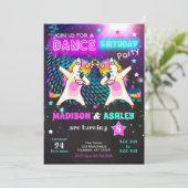 Dabbing Unicorn Verjaardag Uitnodiging / Gezamenli (Staand voorkant)