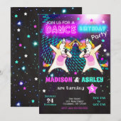 Dabbing Unicorn Verjaardag Uitnodiging / Gezamenli (Voorkant / Achterkant)