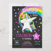 Dabbing Unicorn verjaardagsuitnodiging Kaart (Voorkant)
