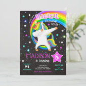 Dabbing Unicorn verjaardagsuitnodiging Kaart (Staand voorkant)