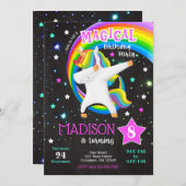 Dabbing Unicorn verjaardagsuitnodiging Kaart (Voorkant / Achterkant)