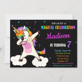Dabbing Unicorn verjaardagsuitnodiging Magic party Kaart