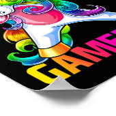 Dabbing Unicorn Video Game Controller Gamer Meisje Poster (Hoek)