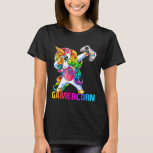 Dabbing Unicorn Video Game Controller Gamer Meisje T-shirt
