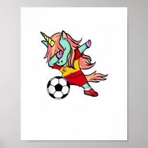 Dabbing Unicorn Voetbal Spanje Jersey Shirt Spaans Poster