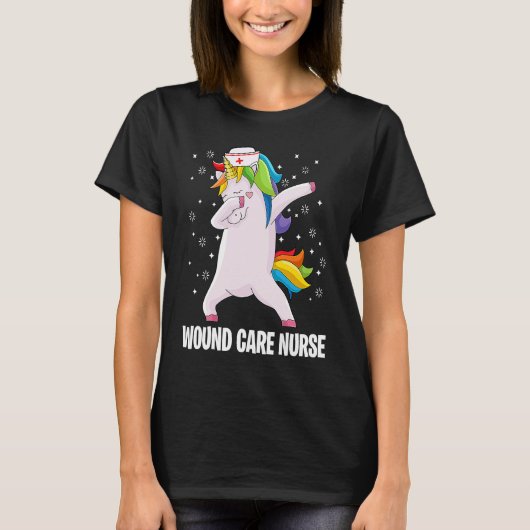 Dabbing Unicorn  Wound Care Nurse Wound Ostomy Nur T-shirt (Voorkant)