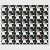 Dabbing Unicorn Wrapping Paper (zwart) Cadeaupapier (Vlak)
