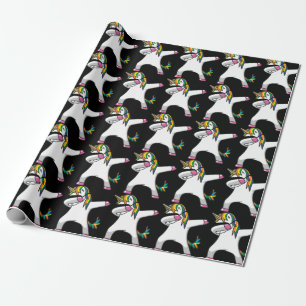 Dabbing Unicorn Wrapping Paper (zwart) Cadeaupapier