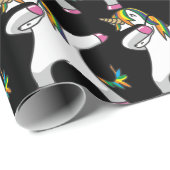 Dabbing Unicorn Wrapping Paper (zwart) Cadeaupapier (Rol Hoek)
