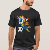 Dabbing Unicorn Zweden Soccer Fans Jersey Zweeds T-shirt (Voorkant)