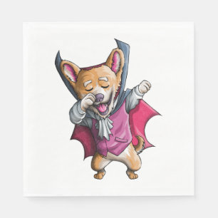 Dabbing Vampire Corgi Leuke Halloween Corgi Grappi Servet