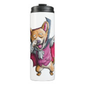 Dabbing Vampire Corgi Leuke Halloween Corgi Grappi Thermosbeker (Voorkant)