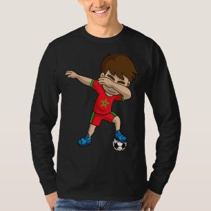 Dabbing Voetbal Boy Marokko Vlag Moren Vrede Moors T-shirt