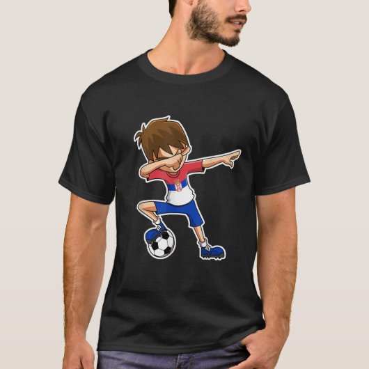 Dabbing Voetbal Boy Servië Shirt Servische vlag Je (Voorkant)