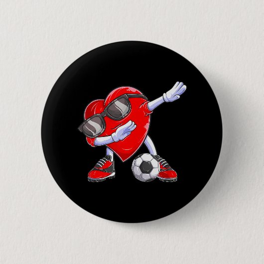 Dabbing Voetbal Heart Valentijnsdag Mannen Boys Ronde Button 5,7 Cm (Voorkant)