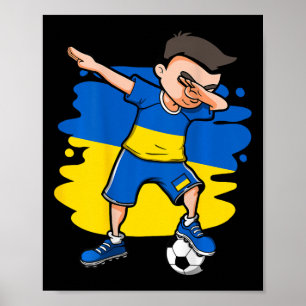 Dabbing Voetbal Jongen Oekraine Jersey Oekraïense  Poster