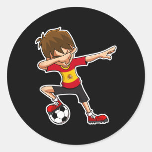 Dabbing Voetbal Jongen Spanje Shirt, Spaanse Kinde Ronde Sticker