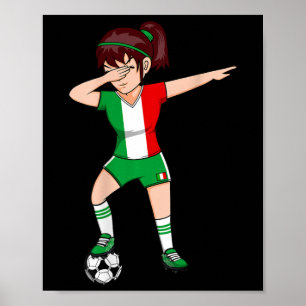 Dabbing Voetbal Meisje Italië Shirt Italiaanse Voe Poster