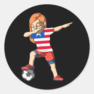 Dabbing Voetbal Meisje Liberia Jersey Liberian Ronde Sticker