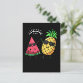 Dabbing Watermelon Pineapple Kawaii Summer Fruits Briefkaart (Staand voorkant)