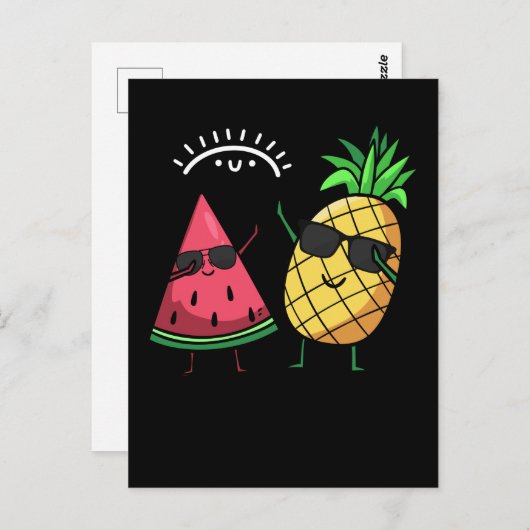 Dabbing Watermelon Pineapple Kawaii Summer Fruits Briefkaart (Voorkant / Achterkant)