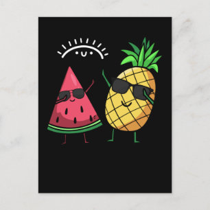 Dabbing Watermelon Pineapple Kawaii Summer Fruits Briefkaart