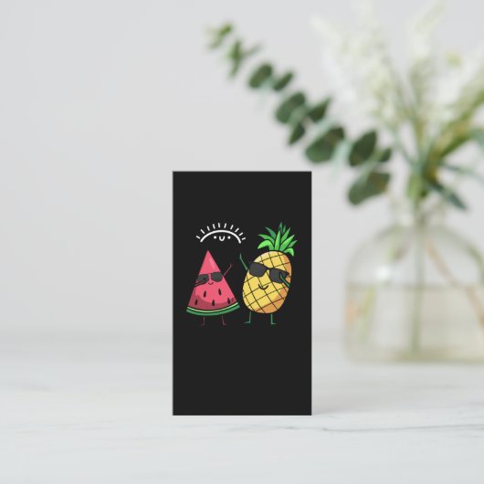Dabbing Watermelon Pineapple Kawaii Summer Fruits Visitekaartje (Staand voorkant)