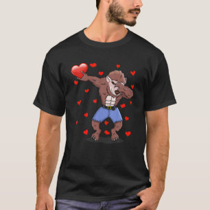 Dabbing Werewolf Red Heart Love Valentijnsdag Lov T-shirt