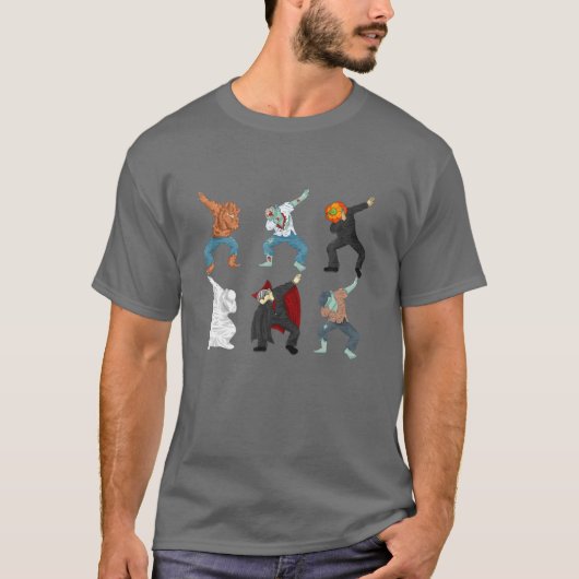 Dabbing Werewolf Zombie Vampire Ghost Halloween Co T-shirt (Voorkant)
