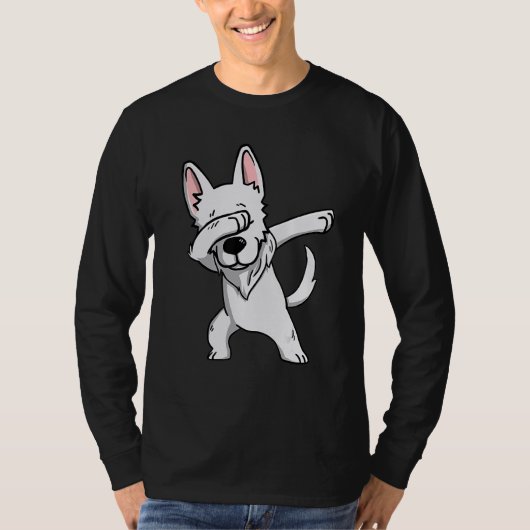 Dabbing White German Shepherd Dog Dab Dance T-shirt (Voorkant)