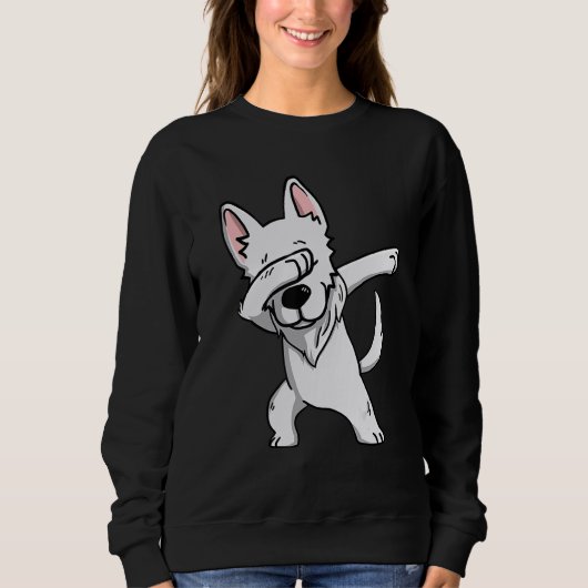Dabbing White German Shepherd Dog Dab Dance Trui (Voorkant)