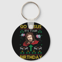 Dabbing with Tree Reindeer Snow Go Jesus Sleutelhanger