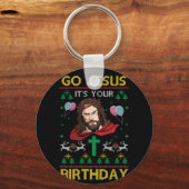 Dabbing with Tree Reindeer Snow Go Jesus Sleutelhanger (Voorkant)