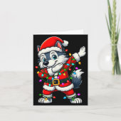 Dabbing Wolf Lights Santa Xmas Girls Boys Kids Chr Kaart (Voorkant)