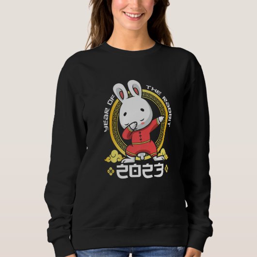 Dabbing Year of The Rabbit 2023 Chinese Zodiac Sig Trui (Voorkant)