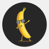 Dabbing Yellow Banana - Dab Funny Dancing Fruit Ronde Sticker (Voorkant)