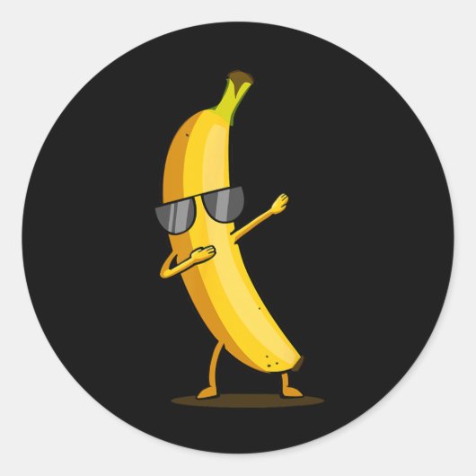 Dabbing Yellow Banana - Dab Funny Dancing Fruit Ronde Sticker (Voorkant)