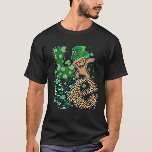 Dabbing Yorkie Dog LOVE Shamrock  St Patrick s Day T-shirt (Voorkant)