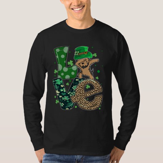 Dabbing Yorkie Dog LOVE Shamrock  St Patrick s Day T-shirt (Voorkant)