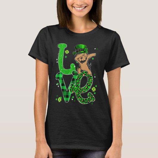 Dabbing Yorkie Dog LOVE Shamrock St Patrick's Day T-shirt (Voorkant)