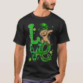 Dabbing Yorkie Dog LOVE Shamrock St Patrick's Day T-shirt (Voorkant)